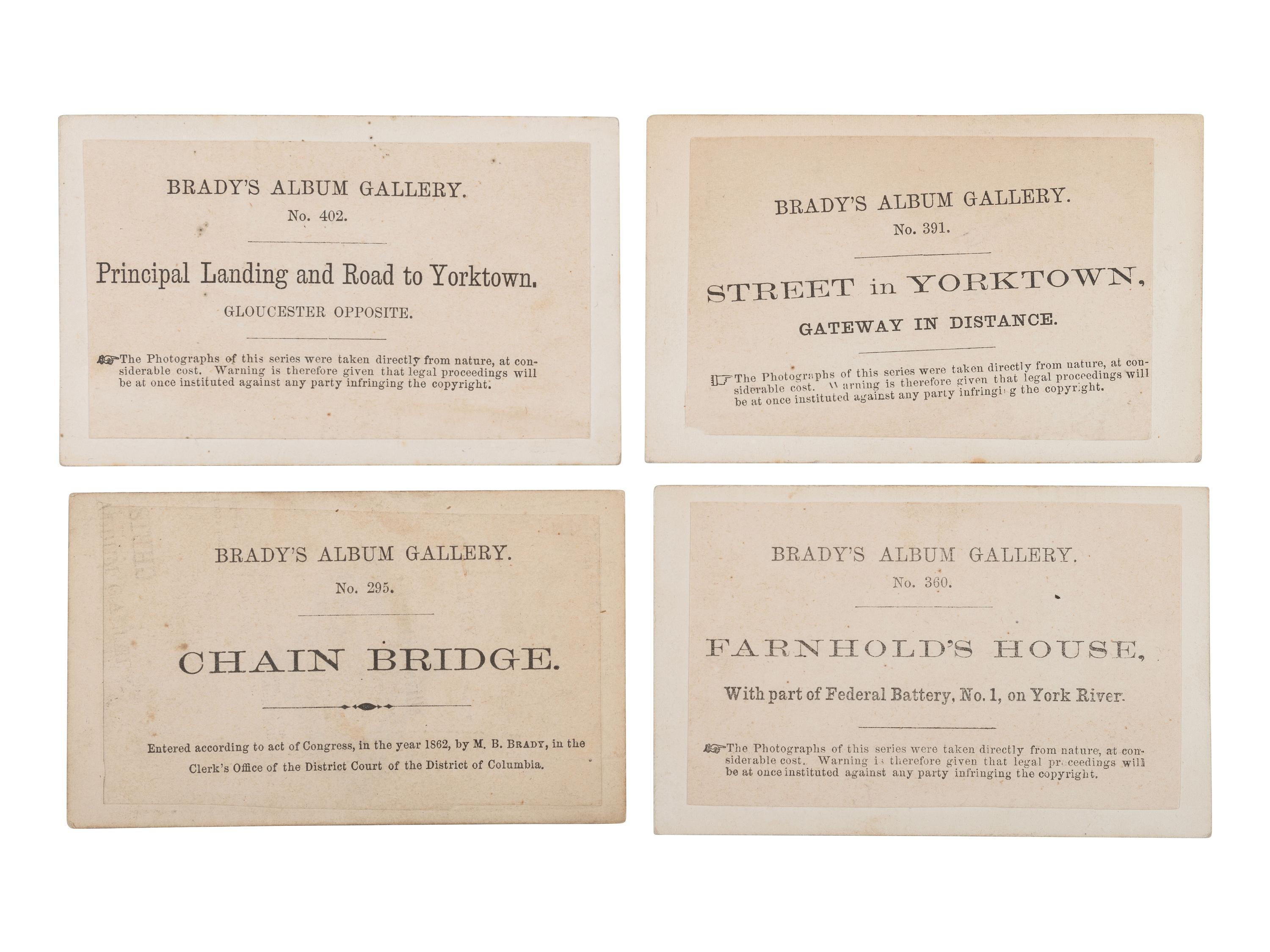 [CIVIL WAR]. 18 CDVs of important structures and hallowed grounds from Brady's Album Gallery . 1862.