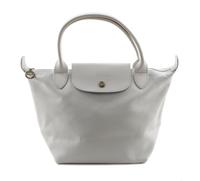 A Longchamp White Leather Le Pliage Mini Handbag, 13.25" x 9.5" x 1.5".