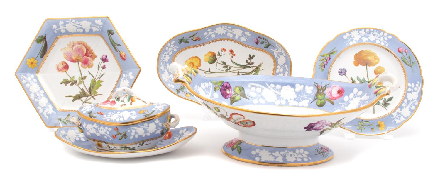 A Set of English Spode Botanical Porcelain — 19TH CENTURY
