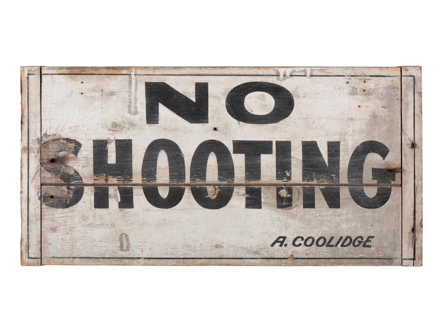 A Painted Wood 'No Shooting' Sign