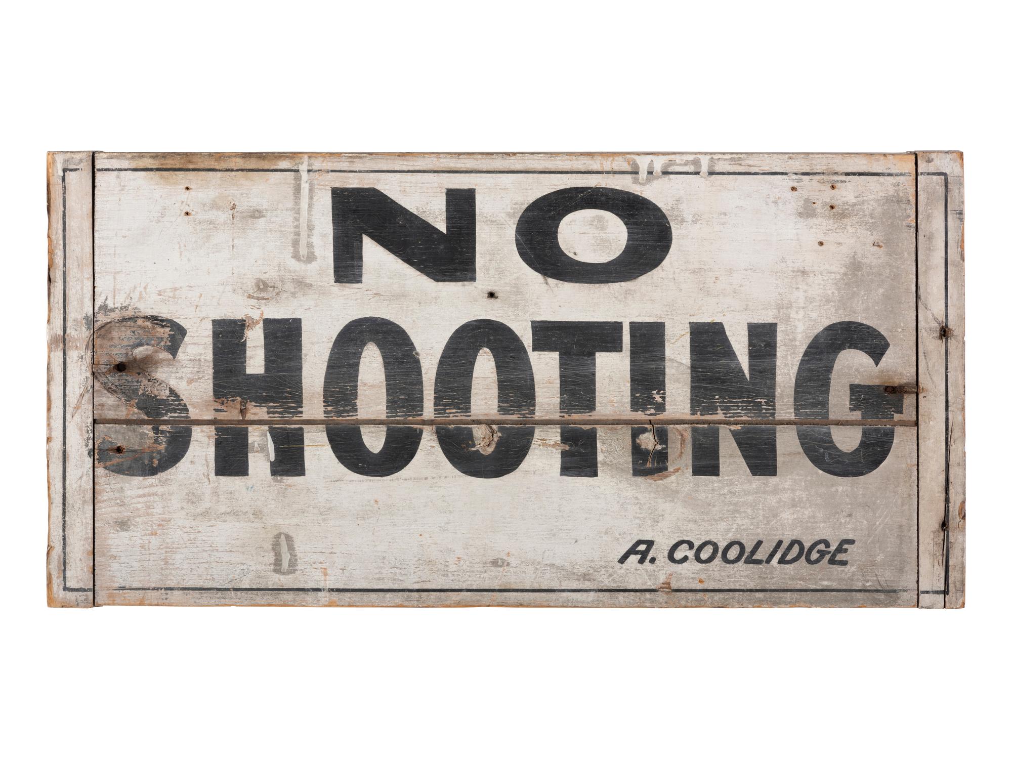 A Painted Wood 'No Shooting' Sign