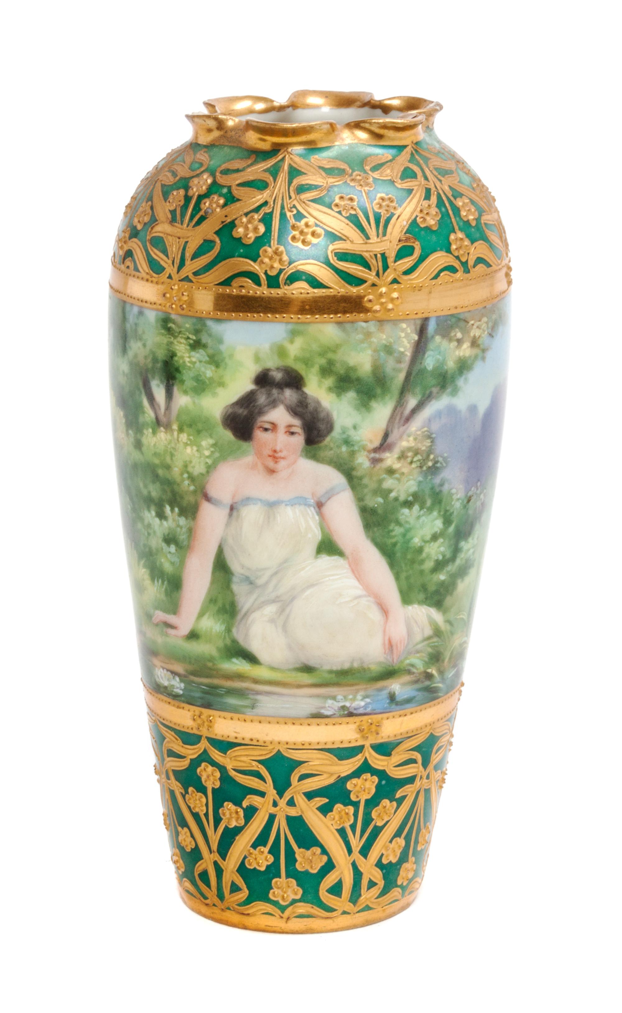 A Continental Cabinet Vase Height 6 1/2 inches.