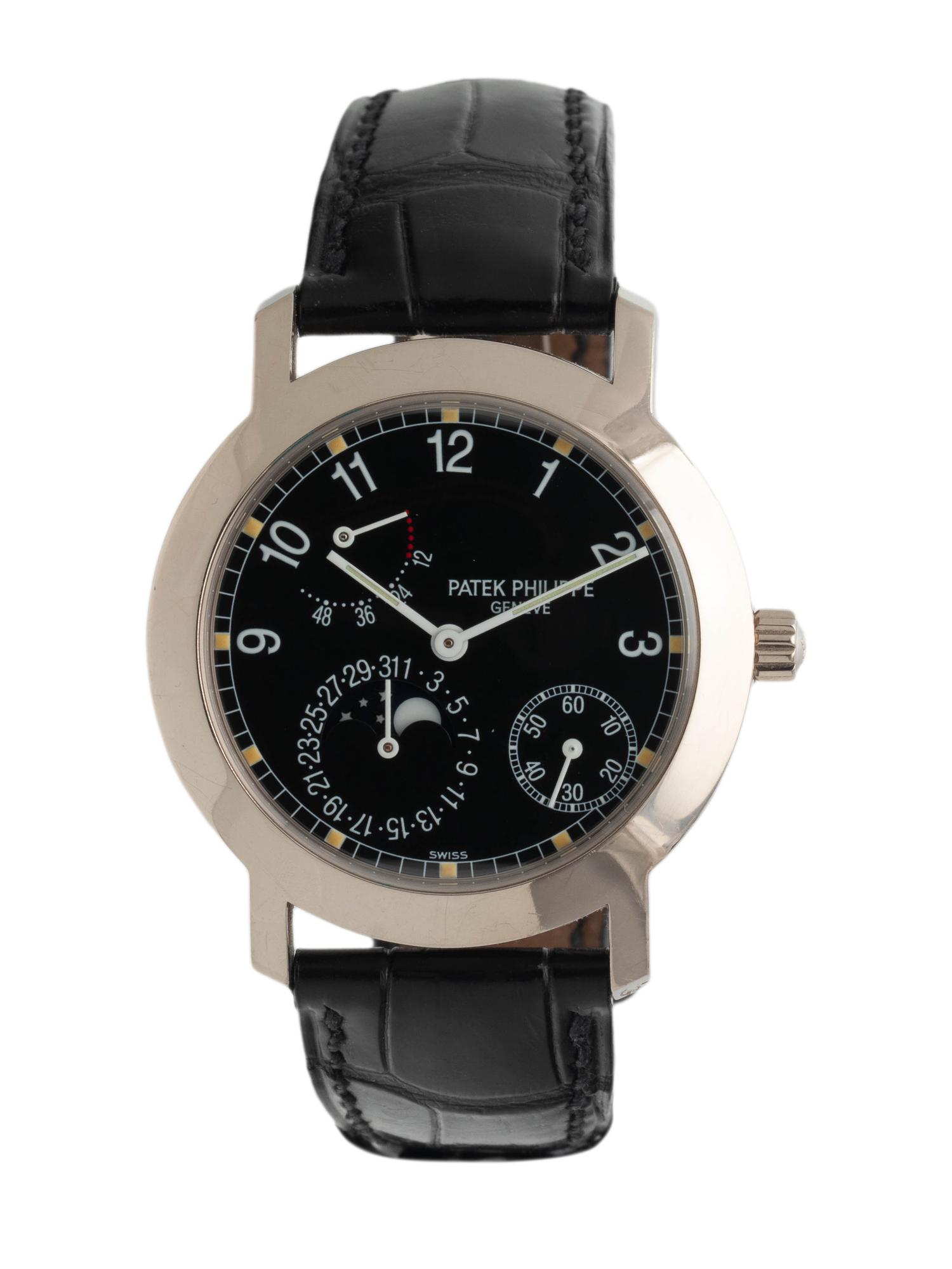 A FINE PATEK PHILIPPE, REF. 5055 18K WHITE GOLD MOONPHASE WRISTWATCH