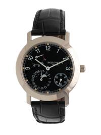 A FINE PATEK PHILIPPE, REF. 5055 18K WHITE GOLD MOONPHASE WRISTWATCH