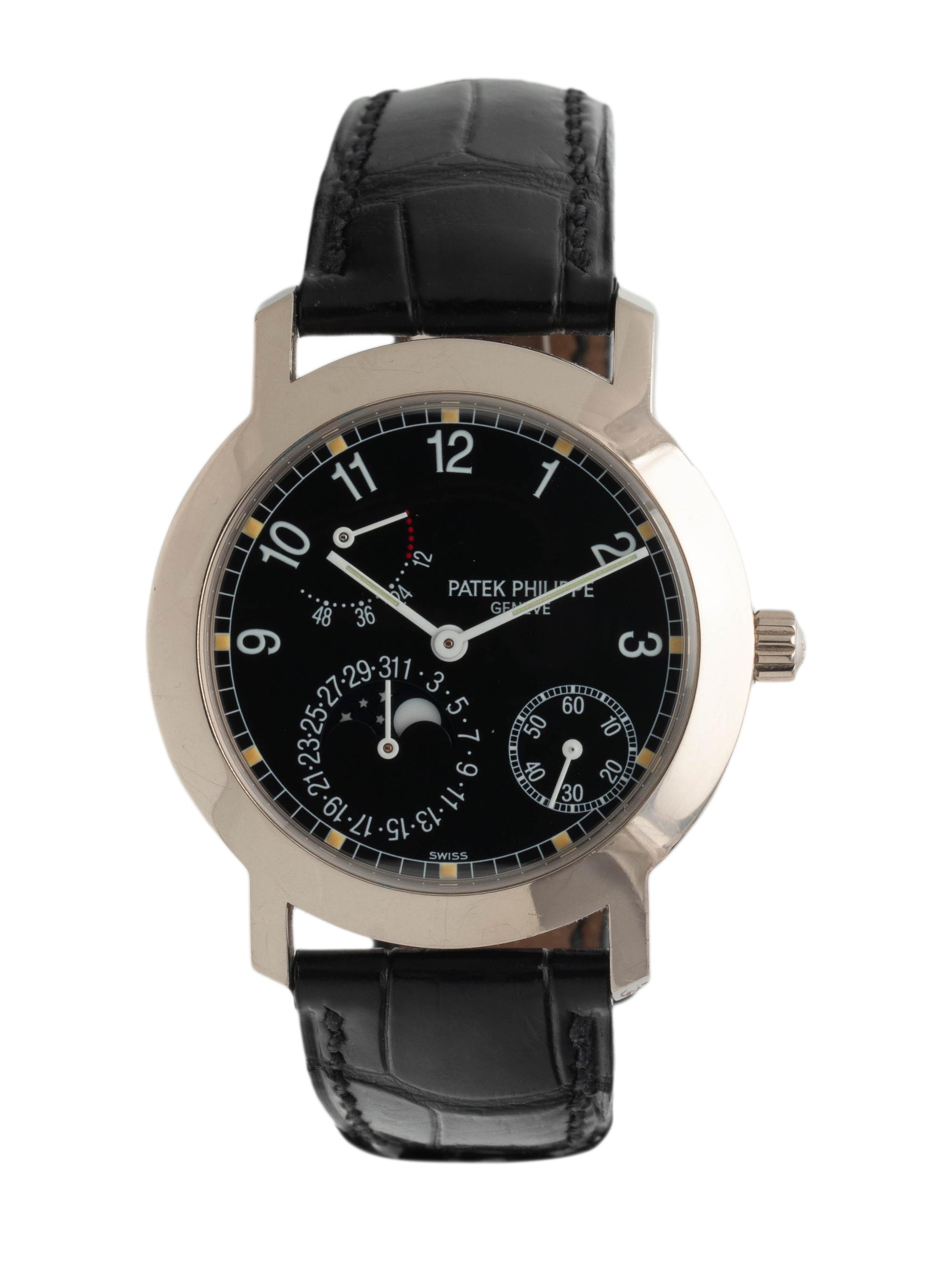 A FINE PATEK PHILIPPE, REF. 5055 18K WHITE GOLD MOONPHASE WRISTWATCH