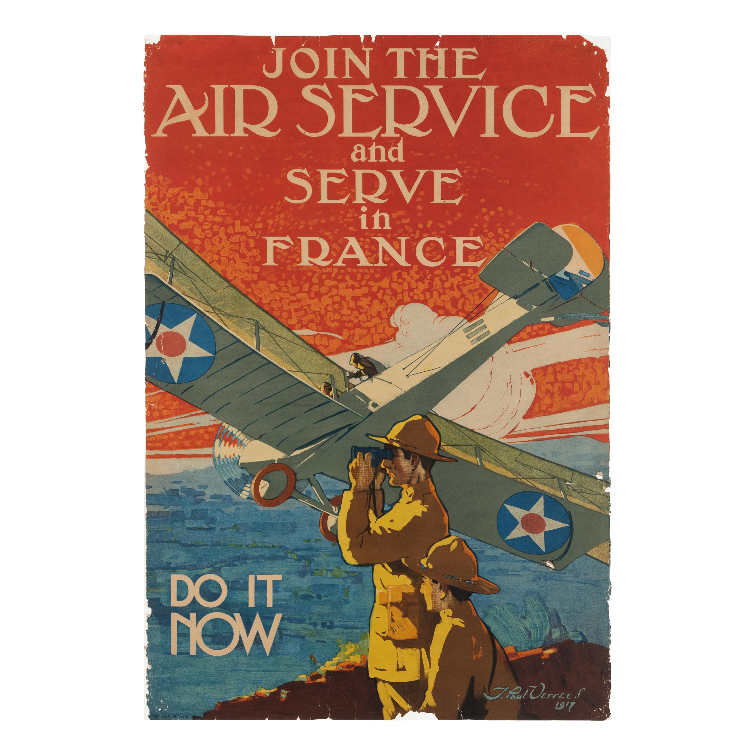 [WWI]. Verrees, Jozef Paul (1889-1942). Join the Air Service and Serve in France/Do It Now. Philadelphia: Ketterlinuas, [1917].
