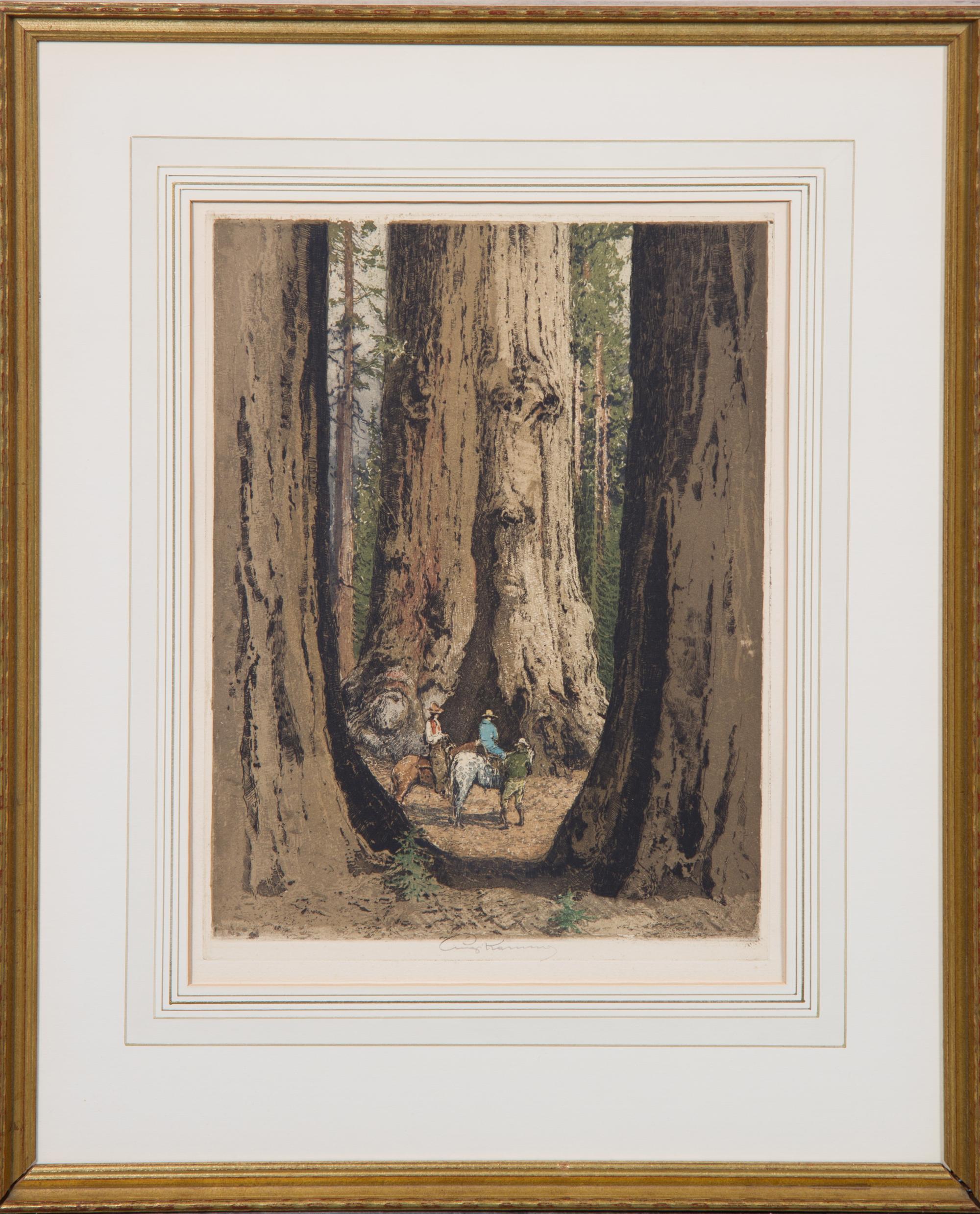 Luigi Kasimir, (American/Austrian, 1881-1962), Santa Fe, The Inn, La Fonda; El Capitain, California; Riders, Giant Redwoods and Wawona,