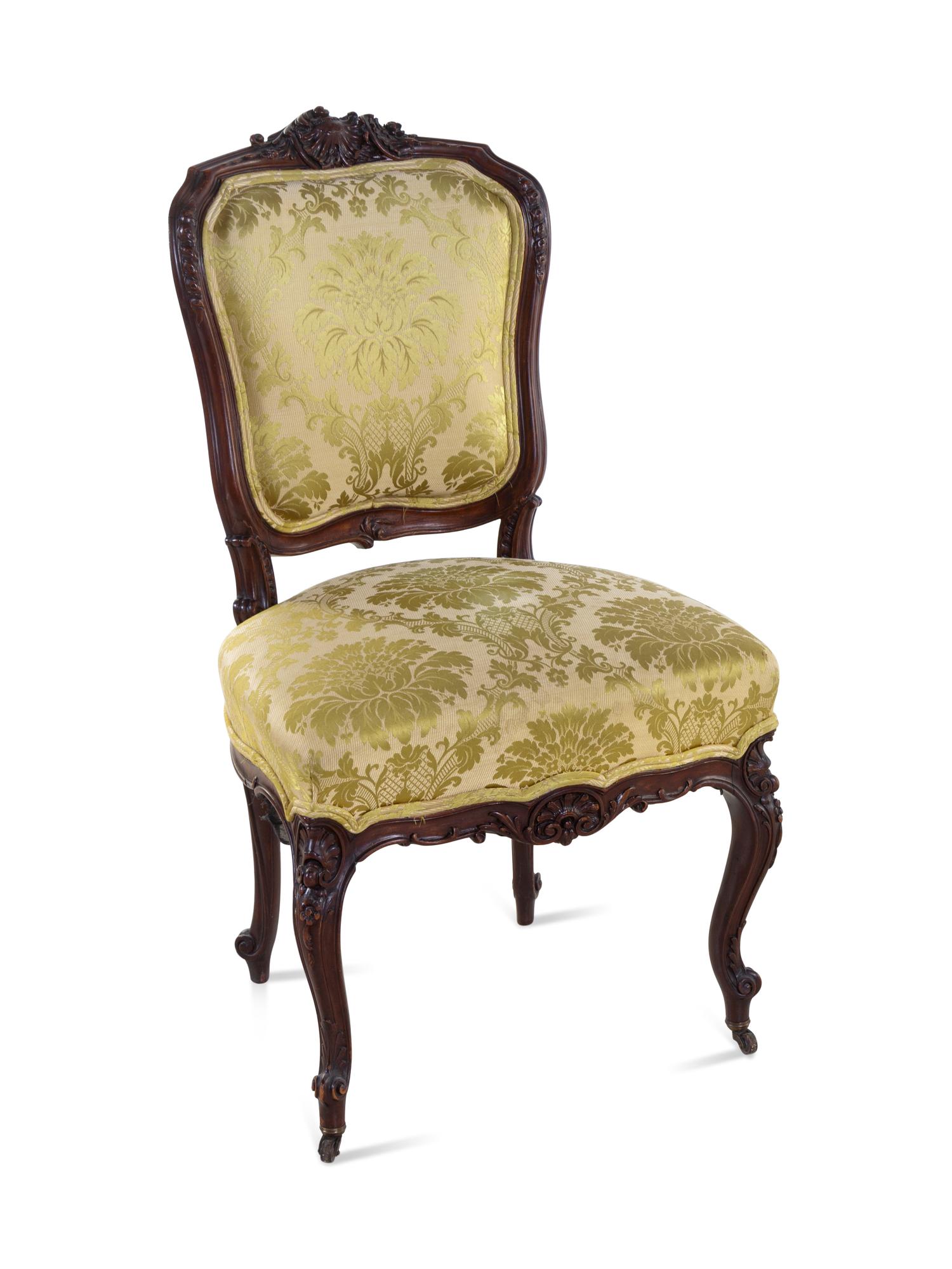 A Louis XV Carved Walnut Side Chair