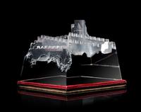 A Steuben Molded and Frosted Glass Architectural Sculpture, Width 9 3/4 inches.