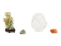 Four Chinese Jadeite and Precious Stone Carvings
