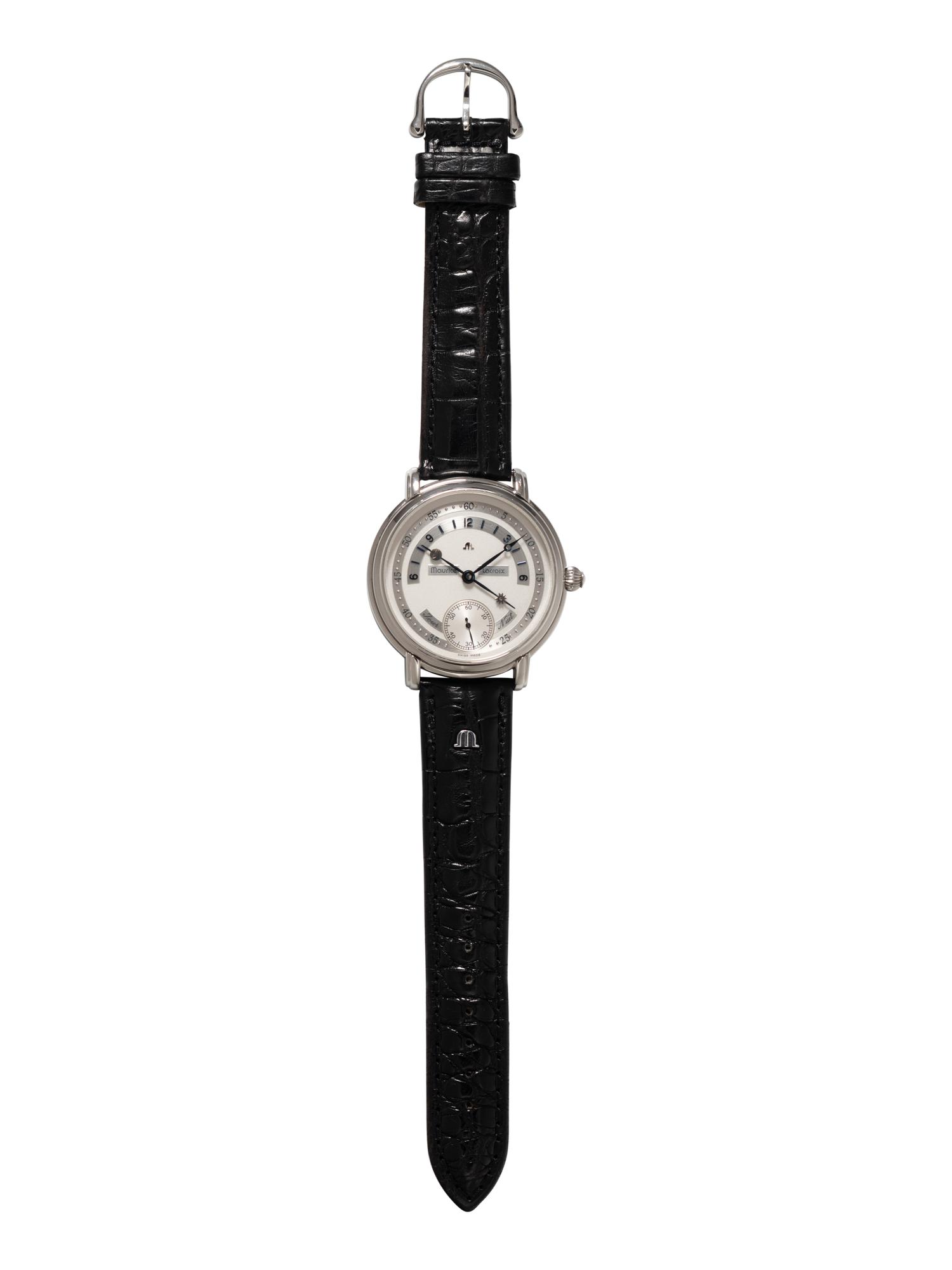MAURICE LACROIX, REF. 07769 STAINLESS STEEL 'MASTERPIECE JOUR ET NUIT' WATCH