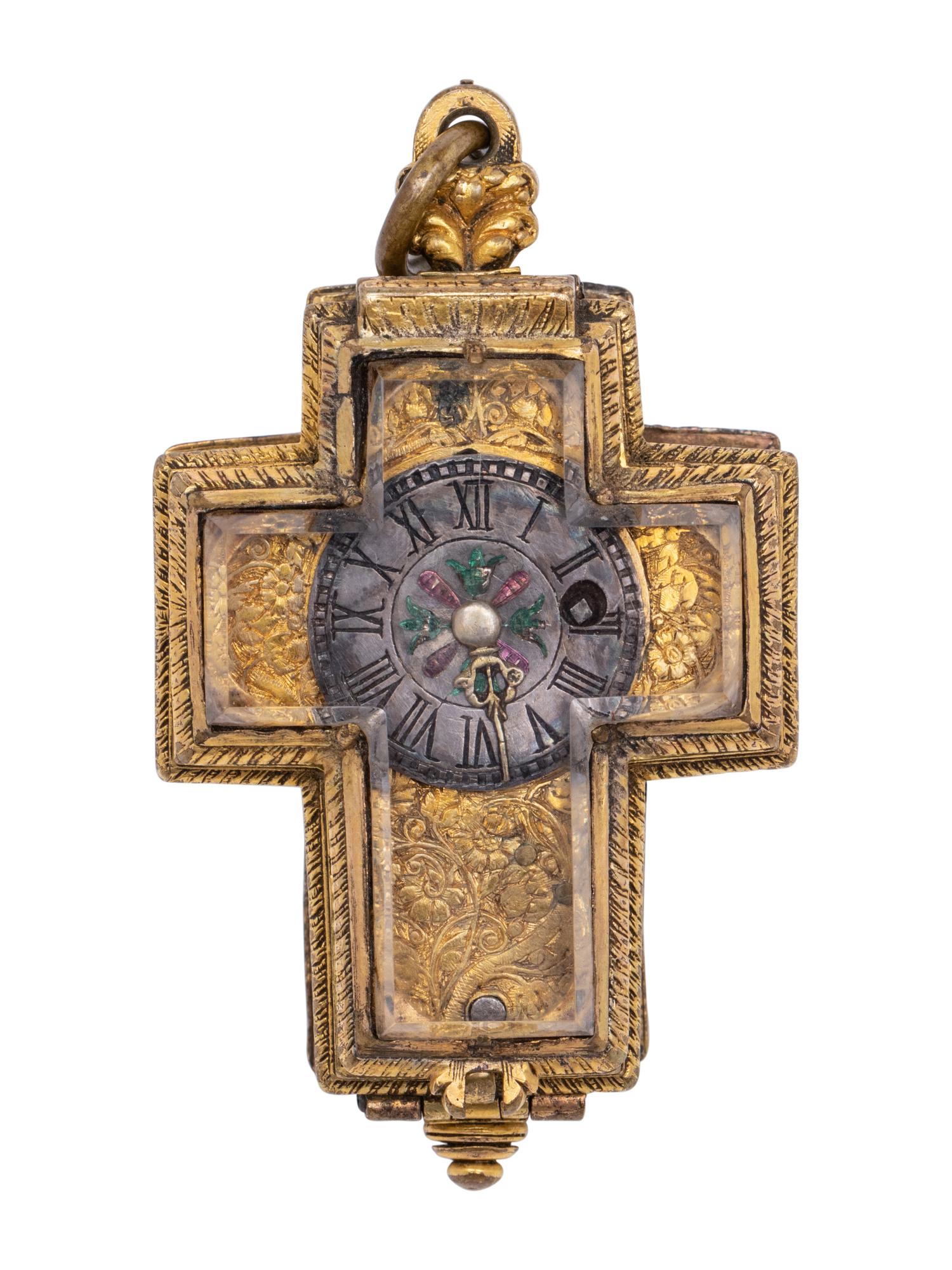 A French Gilt-Bronze Cruciform Pendant Watch