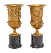 A Pair of Neoclassical Gilt Bronze Urns