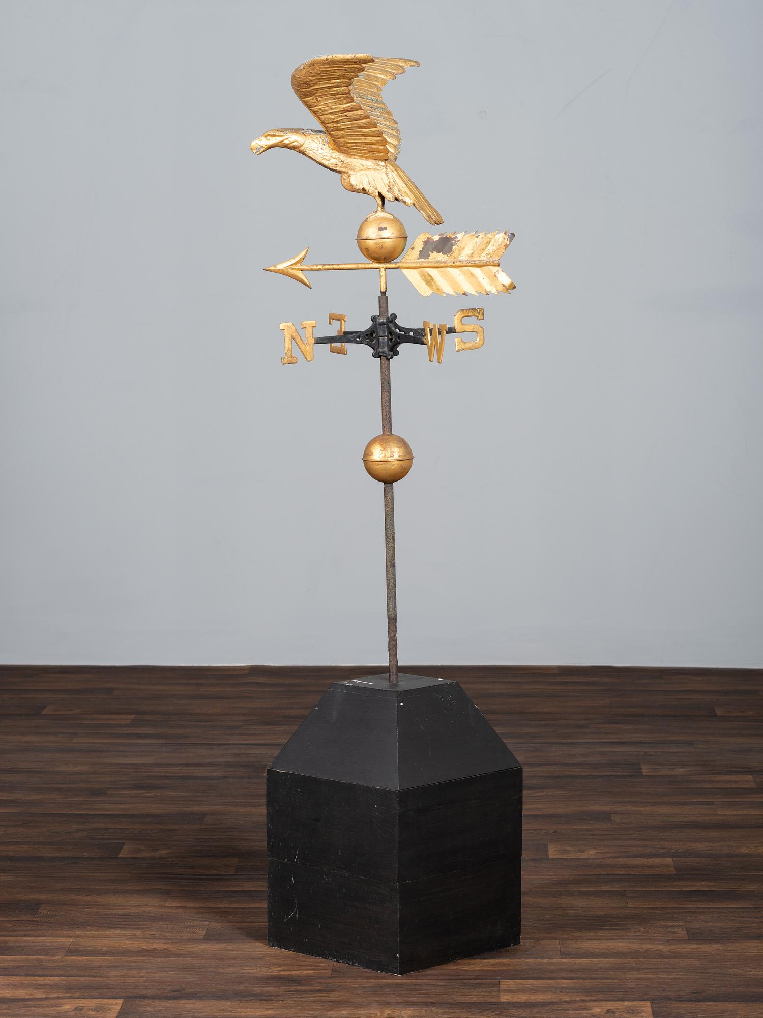 A Molded Gilt Copper and Cast Zinc Eagle Weathervane