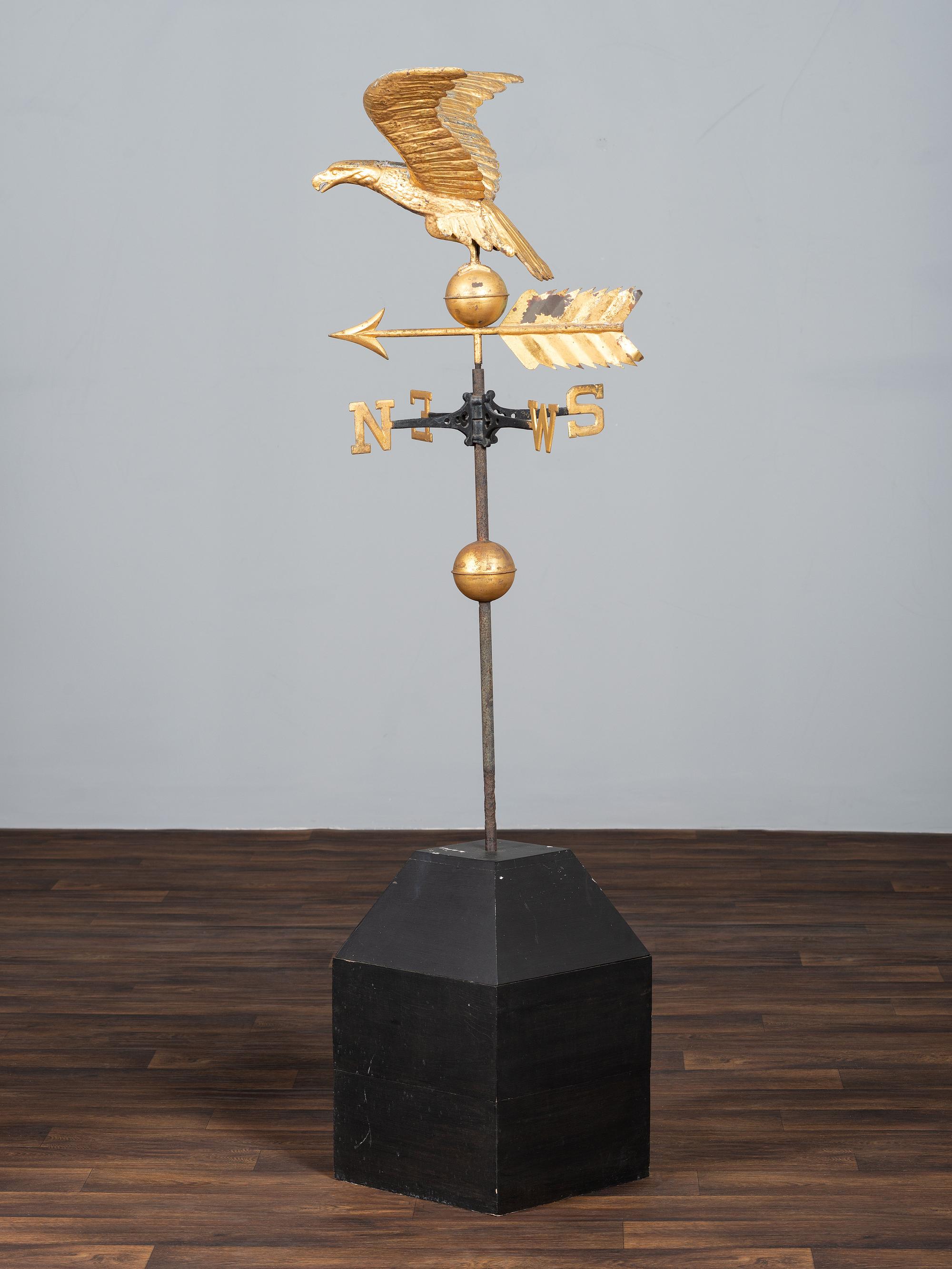 A Molded Gilt Copper and Cast Zinc Eagle Weathervane