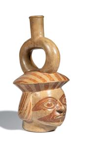 A Moche Portrait Head Vessel