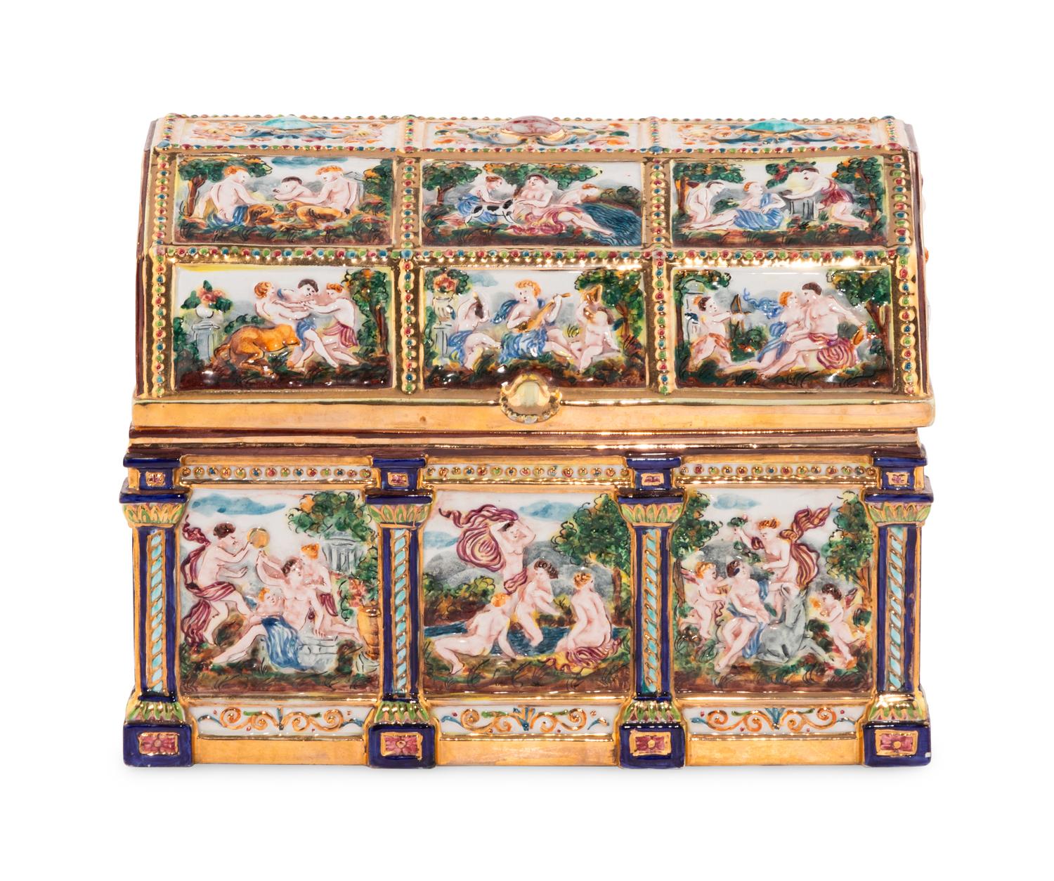 A Capodimonte Style Porcelain Table Casket