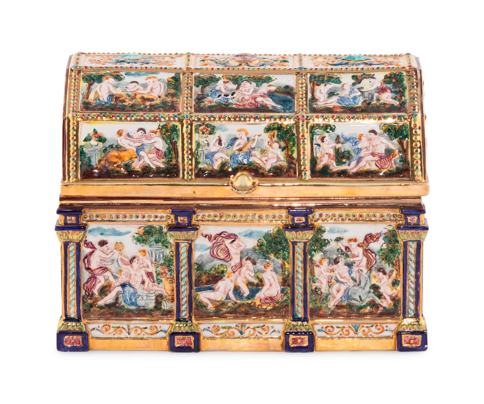 A Capodimonte Style Porcelain Table Casket