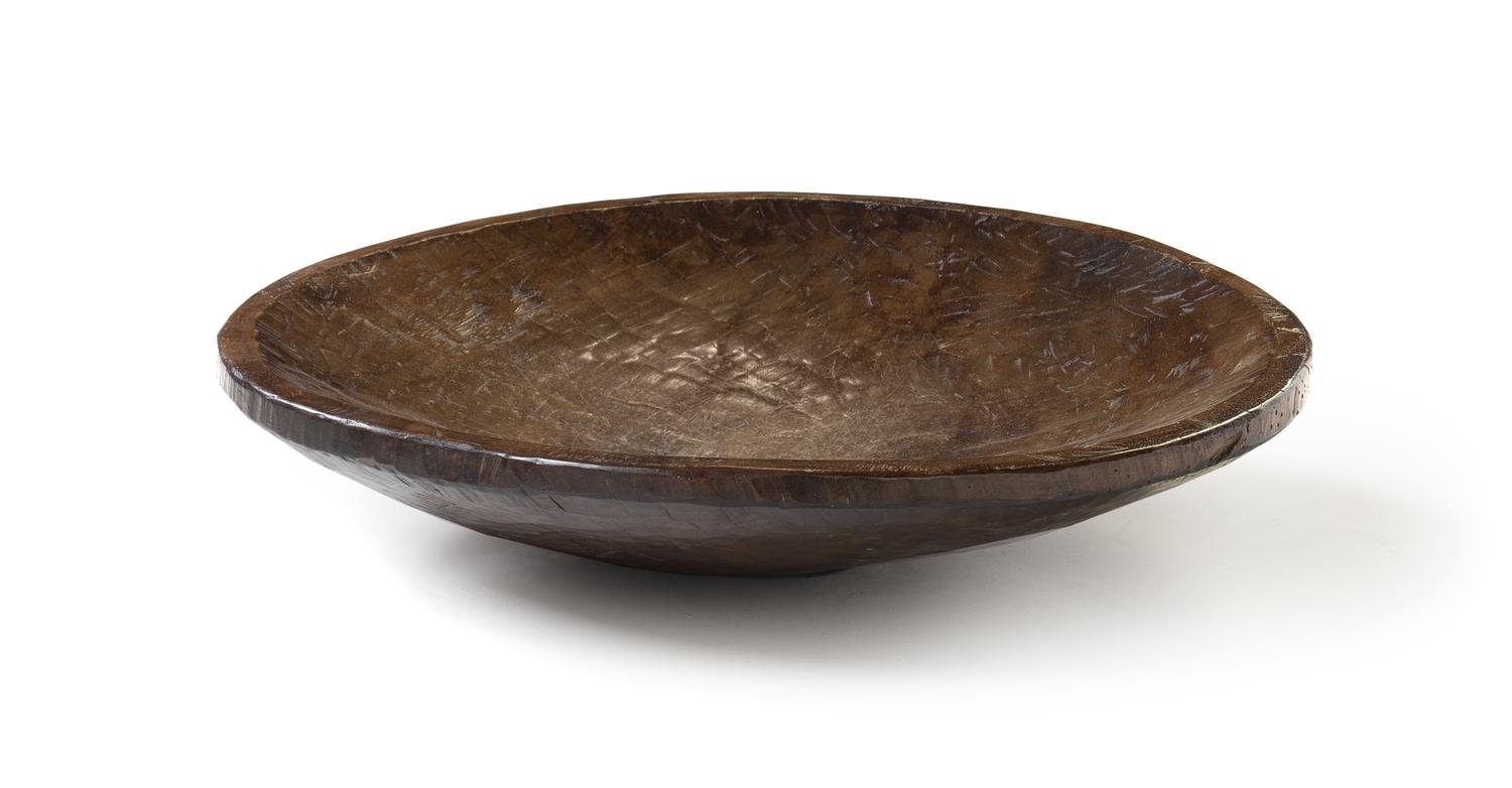 A Large Provincial Carved Wood Dough Bowl Diameter 32 inches. — 19TH CENTURY