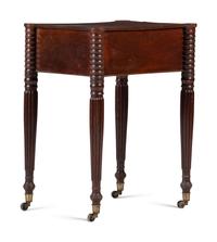 A Classical Carved and Figured Mahogany Two-Drawer Work Stand