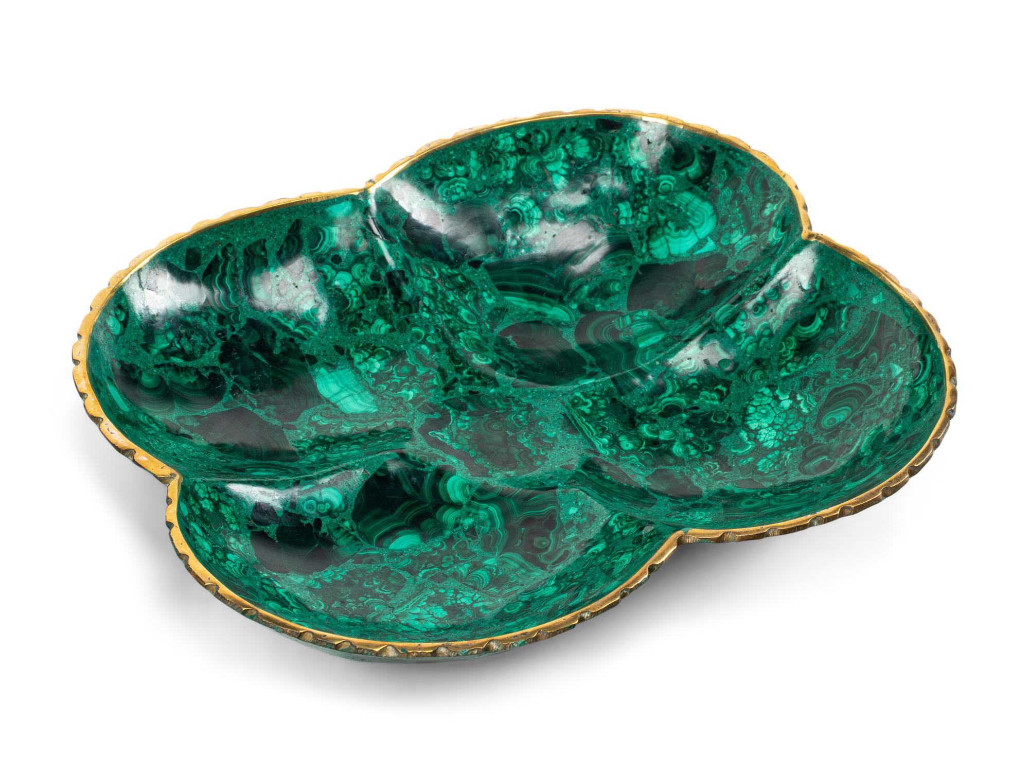 A Malachite and Gilt Metal Nine-Piece Serving Set