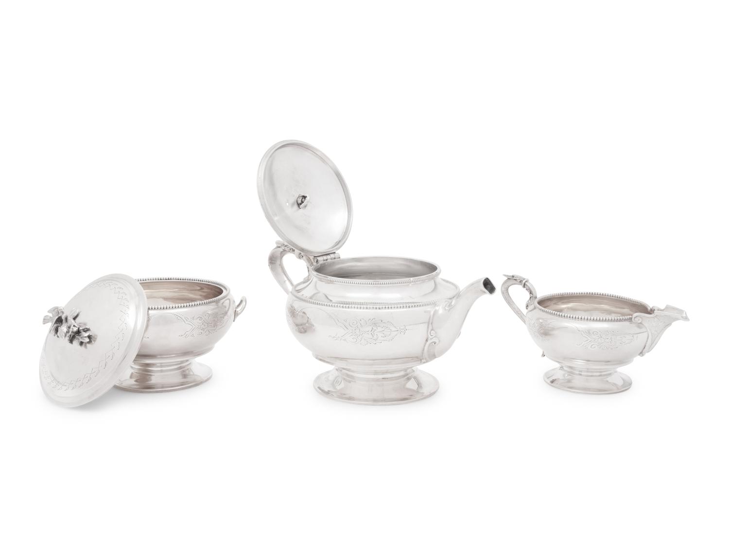 An American Silver Three-Piece Tea Service