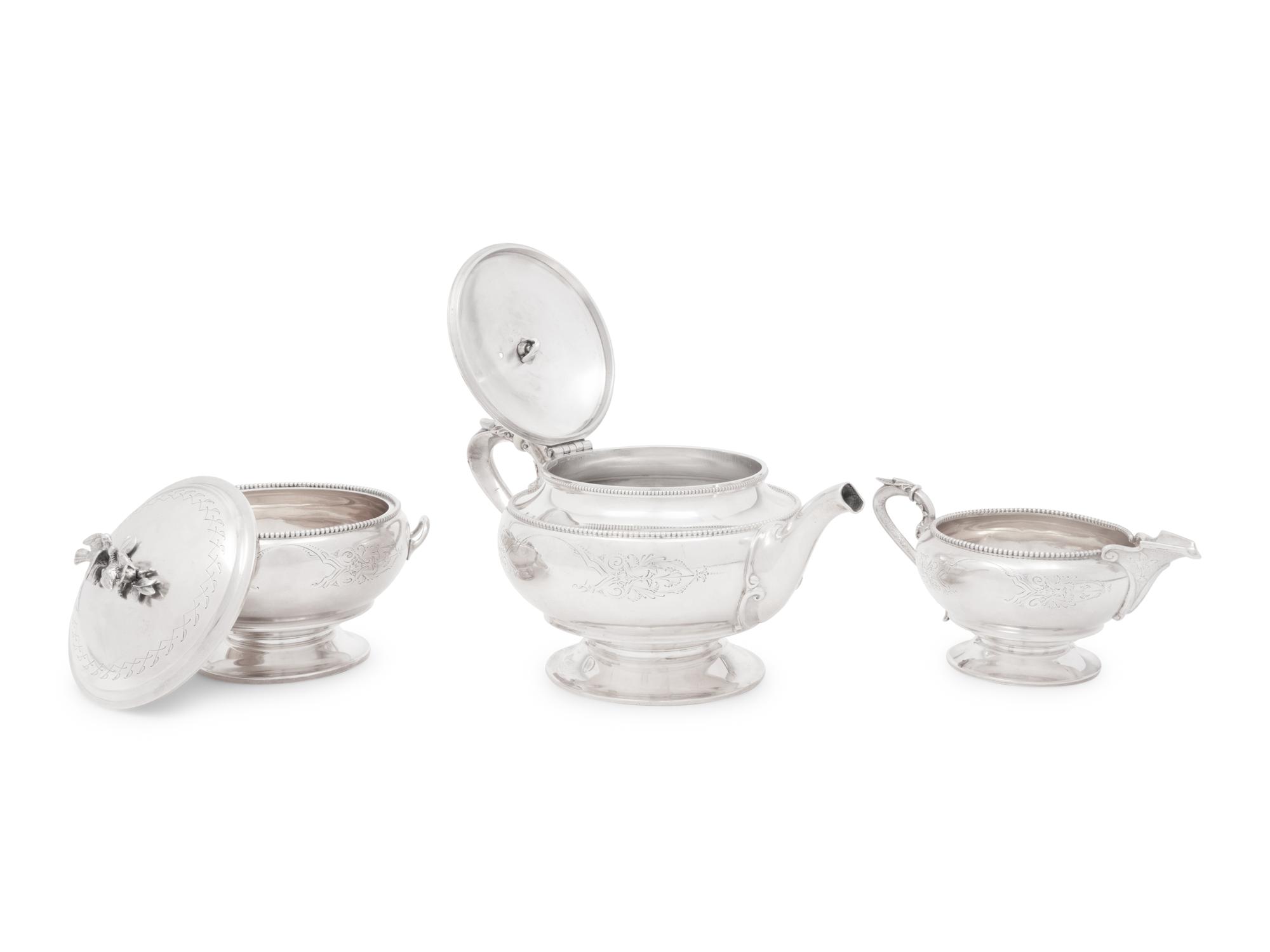 An American Silver Three-Piece Tea Service