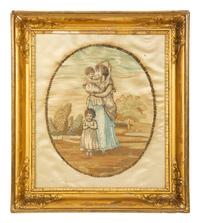 An English Needlework and Painted Silk Picture of Britannia