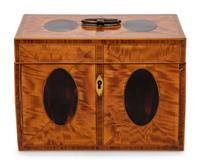 A George III Satinwood and Tortoiseshell Tea Caddy