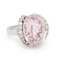 Kunzite, Diamond, and Platinum Ring