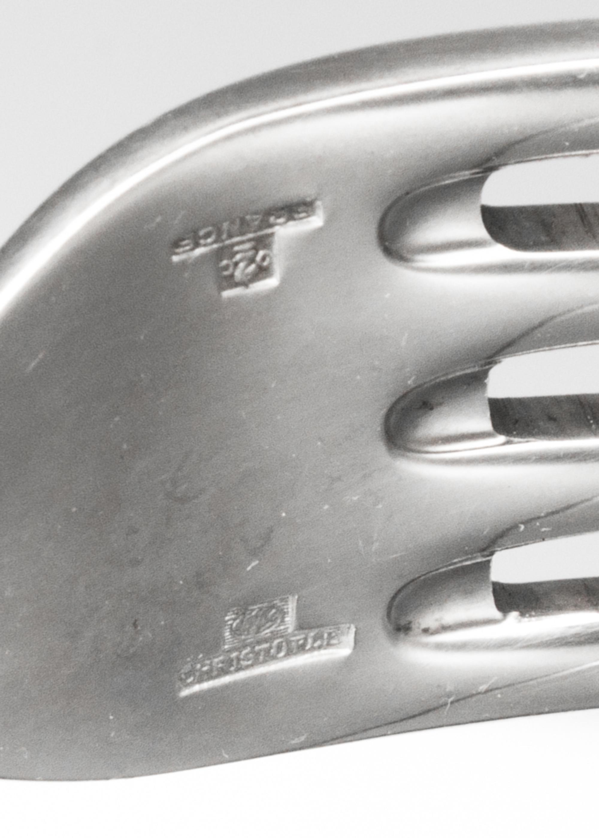 A French Silver-Plate Flatware Service, Christofle, Paris, 20th Century, Spatours pattern, comprising: 14 dinner knives 14 luncheon kni