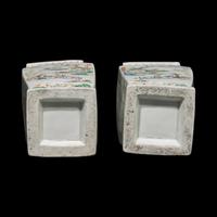 A Pair of Chinese Famille Rose Vases, Late Qing to Republic Period 清末民初 粉彩松鶴萬年四方賞瓶一對