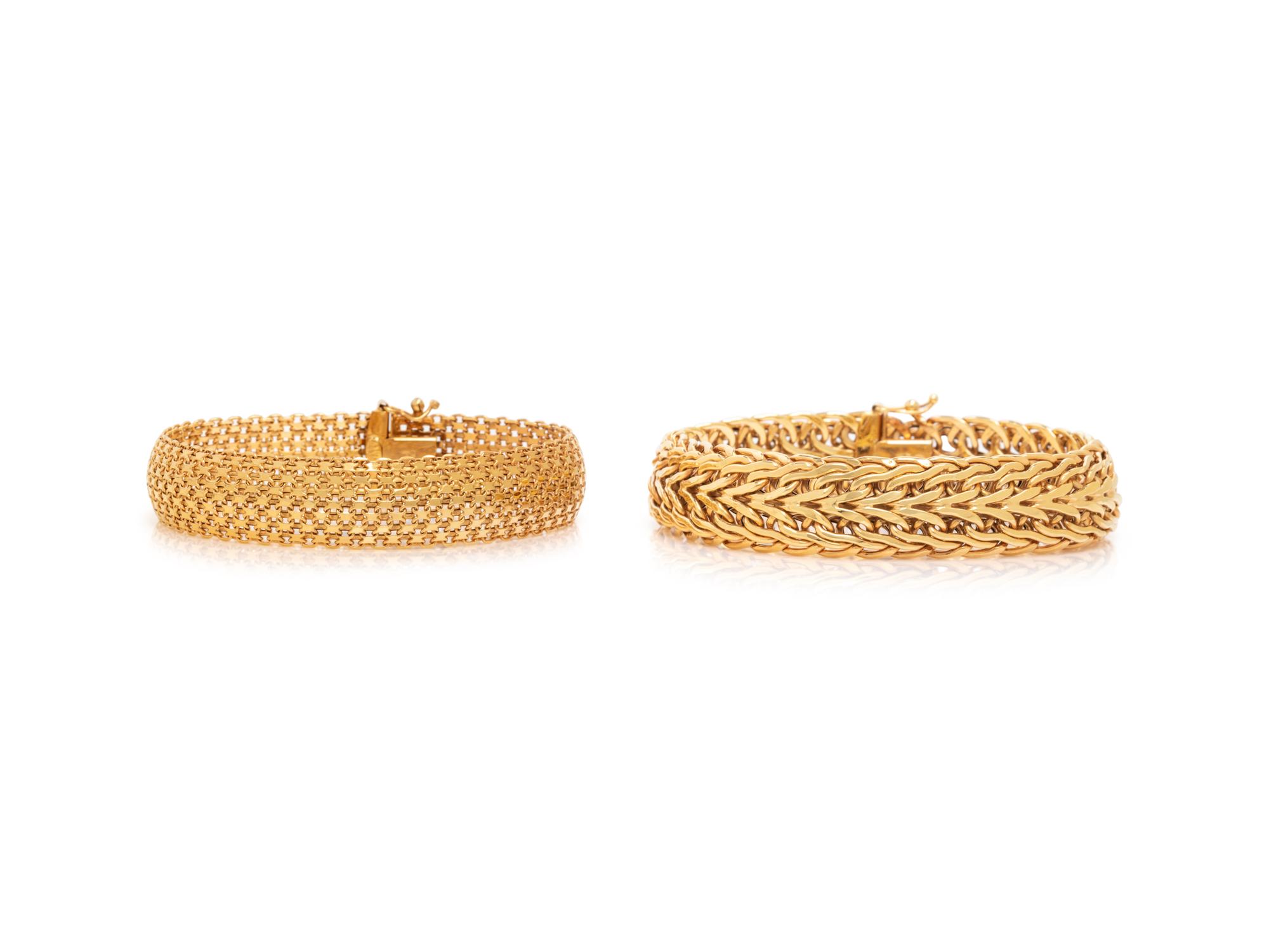 TWO YELLOW GOLD BRACELETS