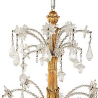 A Pair of Italian Giltwood and Cut-Glass Six-Light Chandeliers
