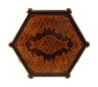 A Neoclassical Gilt Bronze Mounted Parquetry Hexagonal Center Table