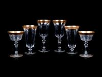 A Set of Gilt Decorated Stemware