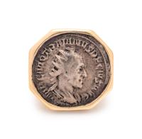 BVLGARI, YELLOW GOLD AND ANCIENT COIN RING