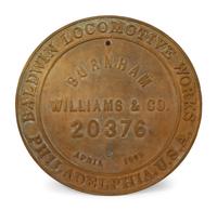 A Baldwin Locomotive Works: Philadelphia Bronze Locomotive Plaque for Burnhan Williams & Co.,