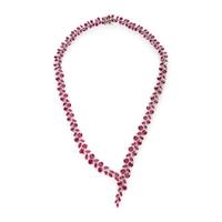 RUBY, DIAMOND, AND WHITE GOLD NECKLACE