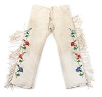 Two Crow Hide and Beaded Outfits Length of one shirt 32 inches. — MID-20TH CENTURY