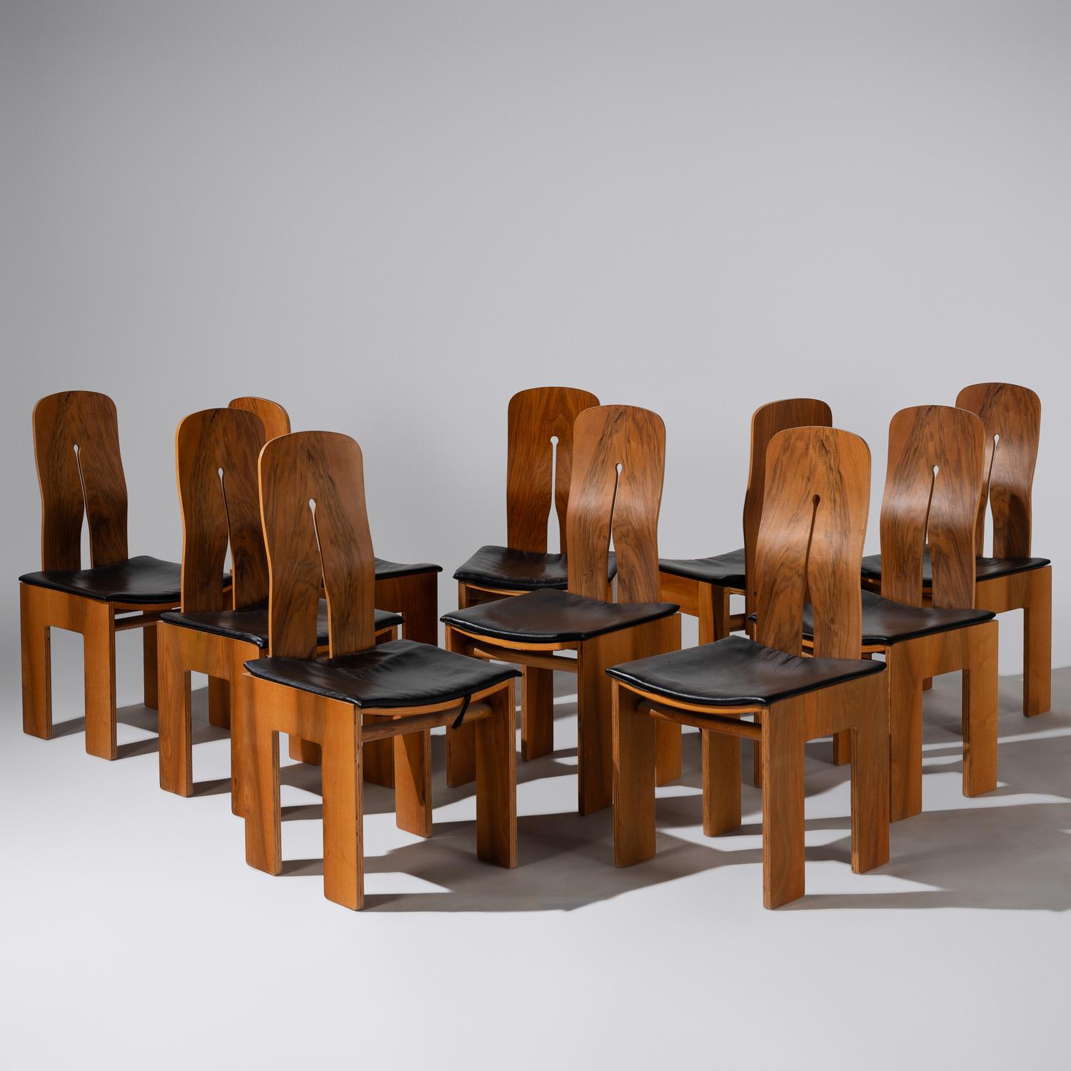Set of 10 model 1934 765 dining chairs, designed 1934 Bernini, Italy, c. 1970