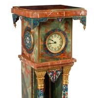 A French Onyx, Marble, Gilt Bronze and Champlevé Clock Pedestal