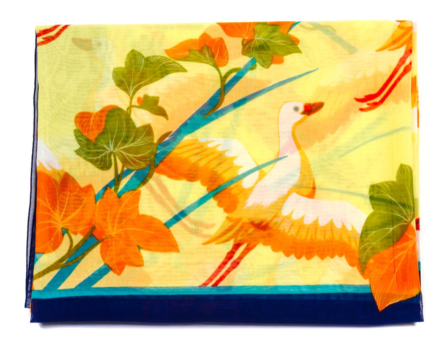 An Hermes Cotton Print Pareo, 114 x 66 inches.