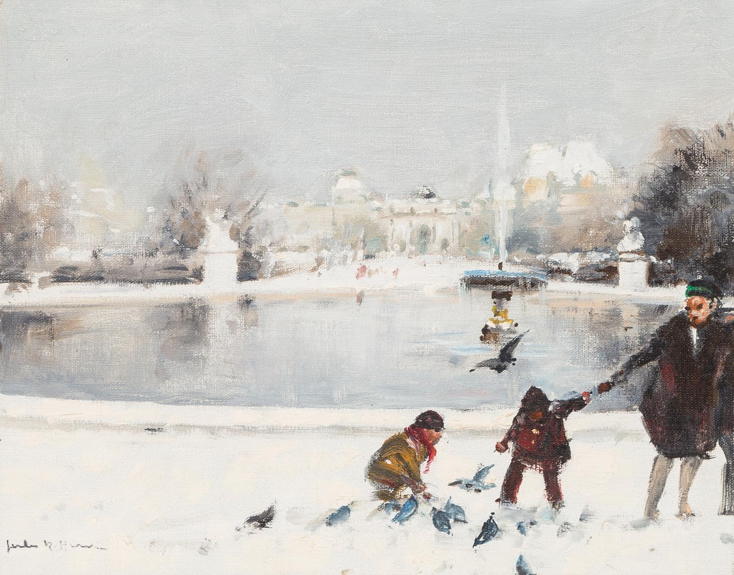 Jules Rene Herve, (French, 1887-1981), Paris Bassin aux Tuileries and le Louvre