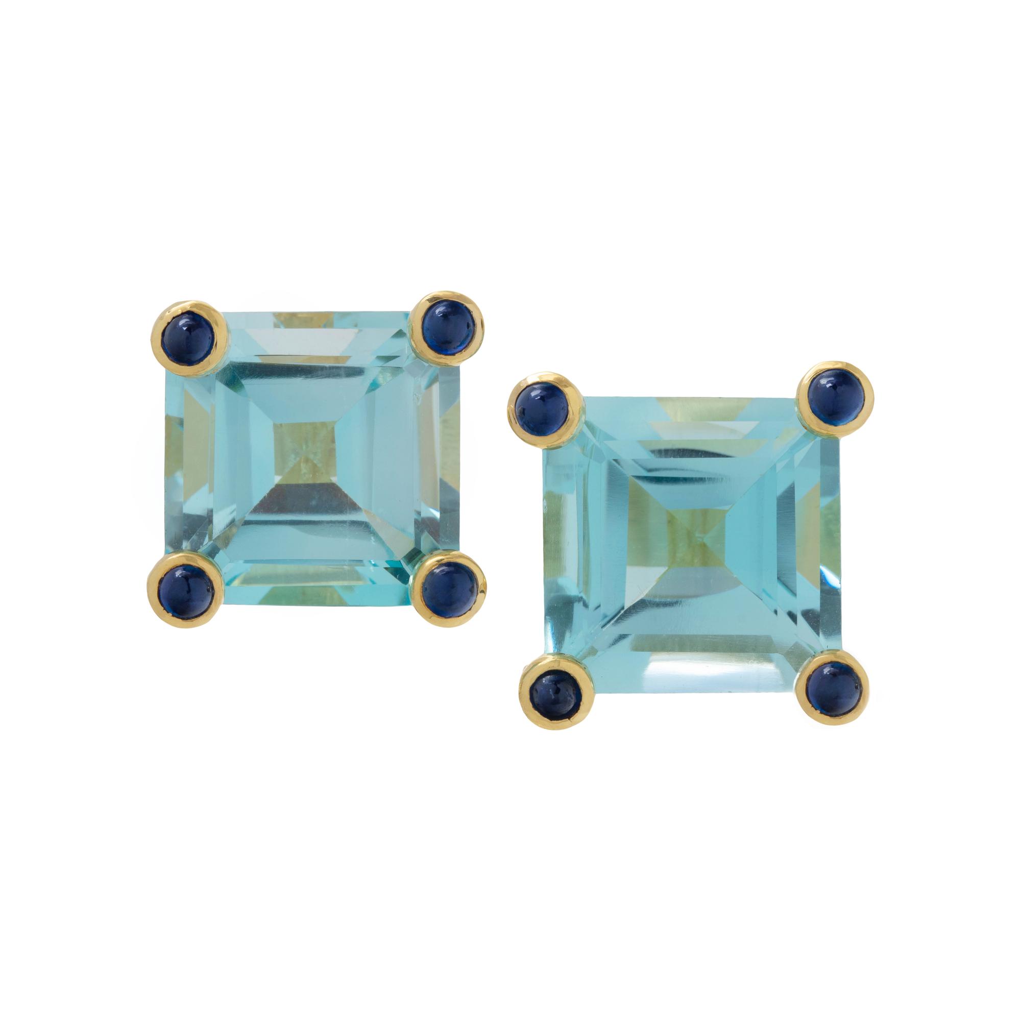 MAZ, AQUAMARINE AND SAPPHIRE EARCLIPS