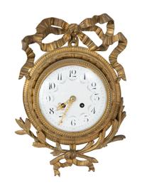 A Louis XVI Style Gilt Bronze Cartel Clock and Matching Barometer