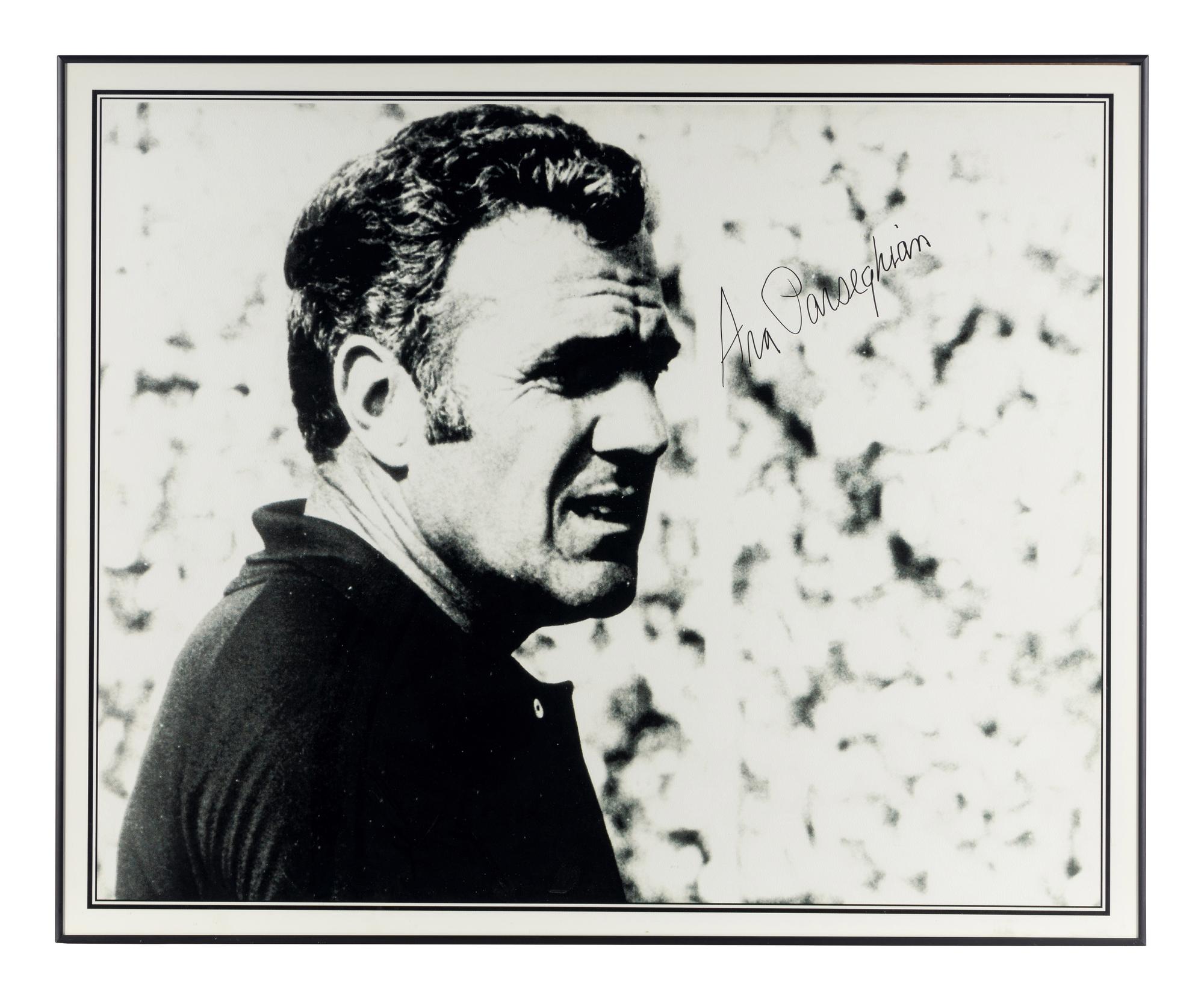 A 1970 Notre Dame Team Signed Autograph Football and Ara Parseghian Signed Large Format Photograph (Beckett Authentication Services BAS Certified)