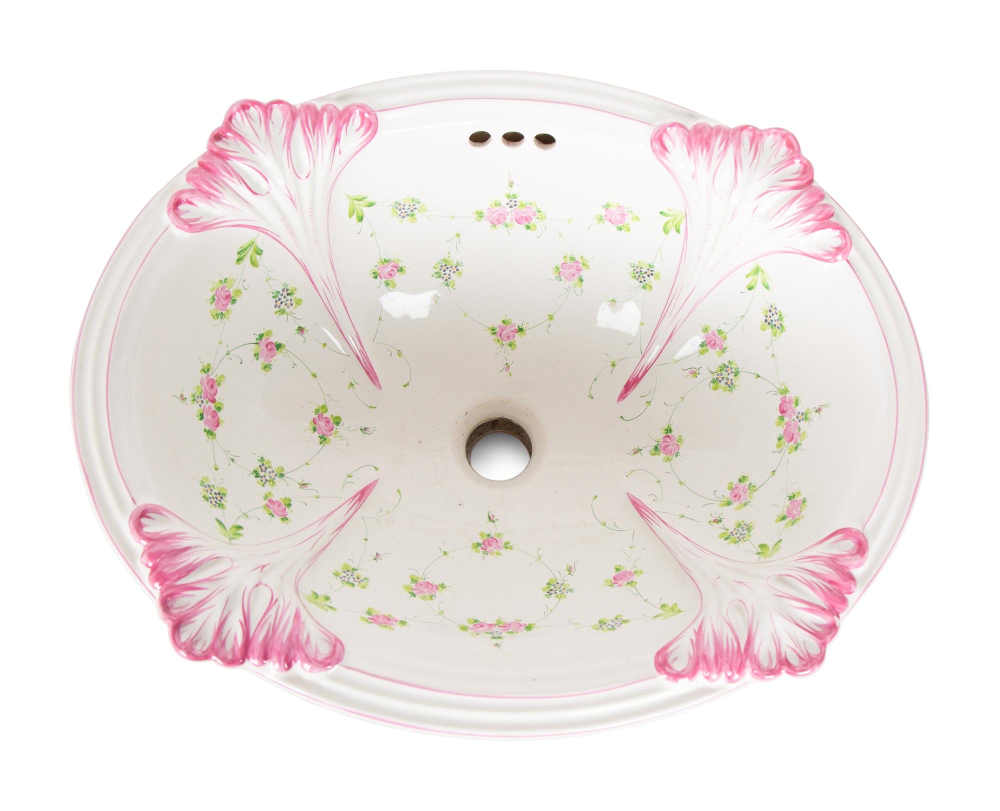 A Pair of Sherle-Wagner Painted Porcelain Sink Basins — LAST HALF 20TH CENTURY