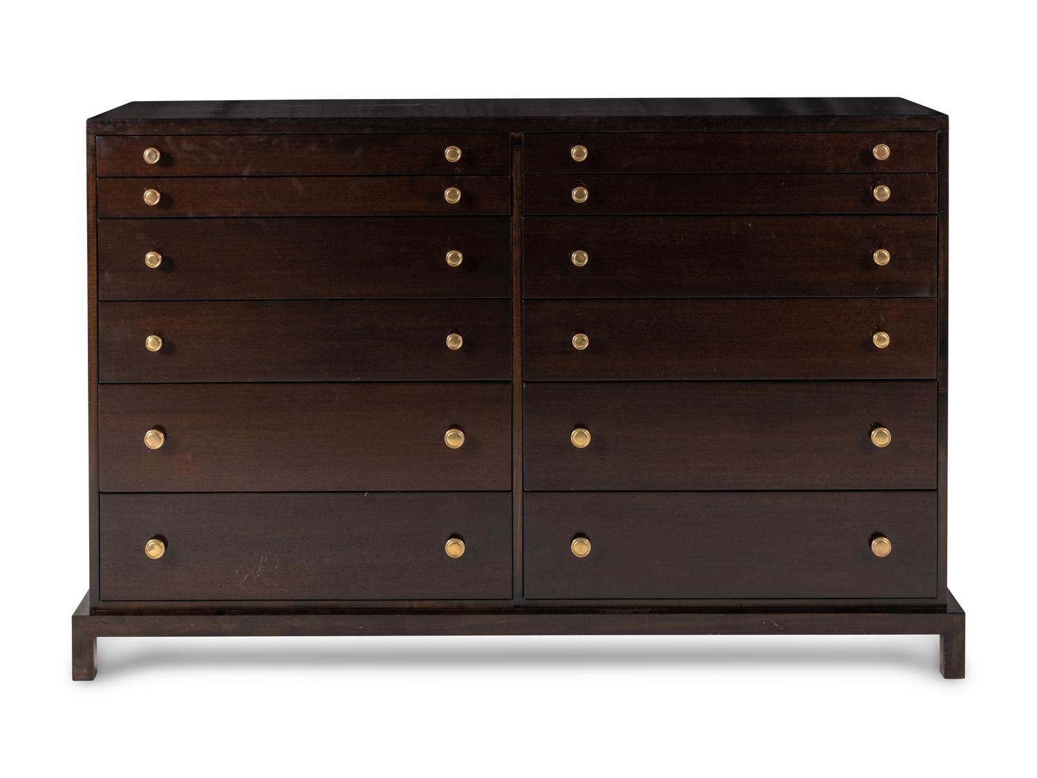 A Widdicomb Walnut and Bronze Chest of Drawers