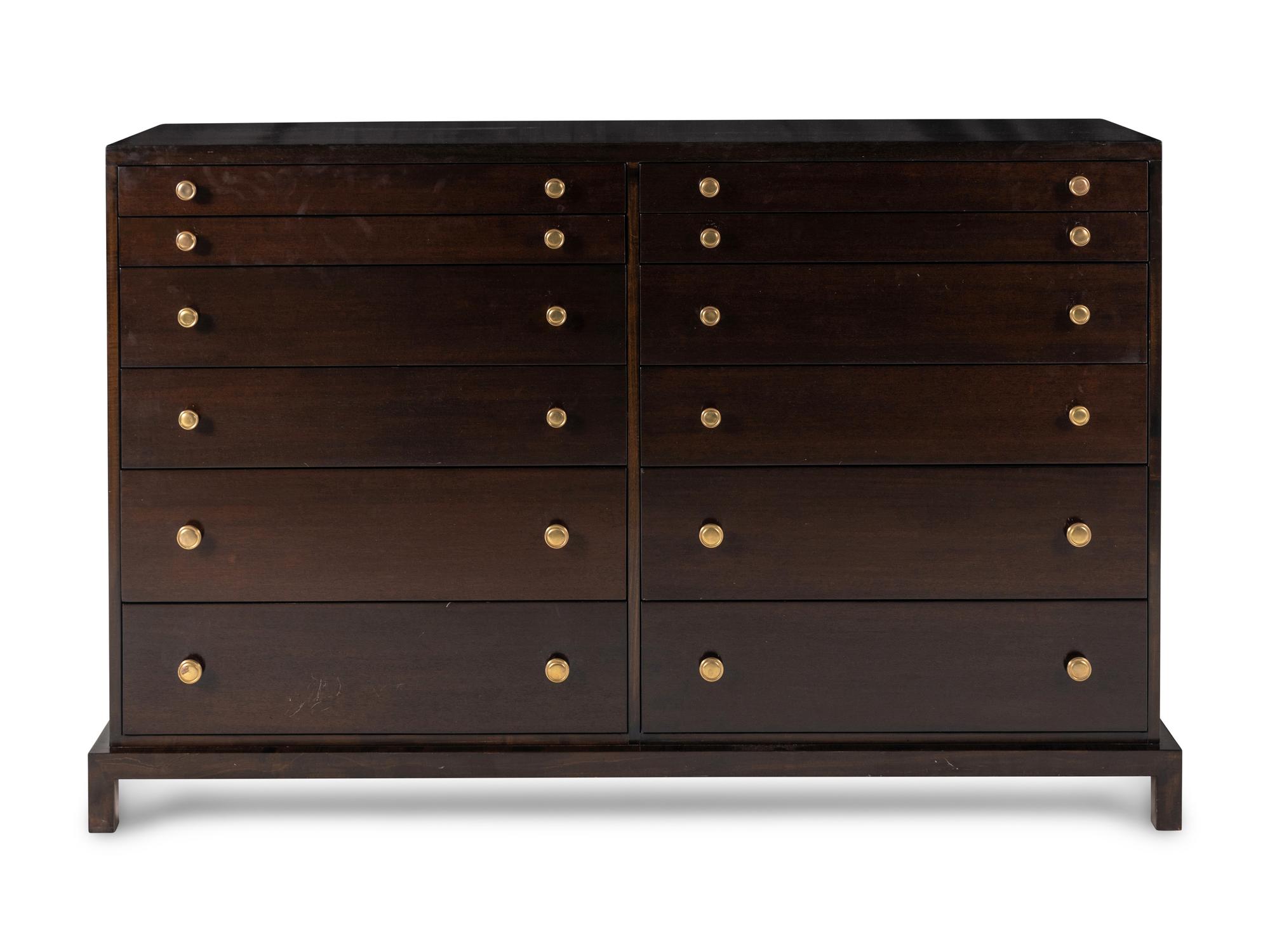 A Widdicomb Walnut and Bronze Chest of Drawers
